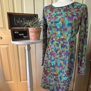 NWT + LuLaRoe + Multicolor Long Sleeve Dress